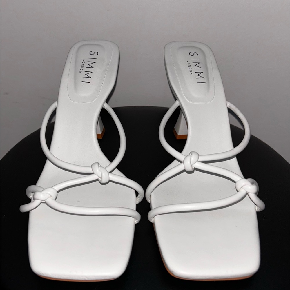 Simmi London Guava Strappy White Mules